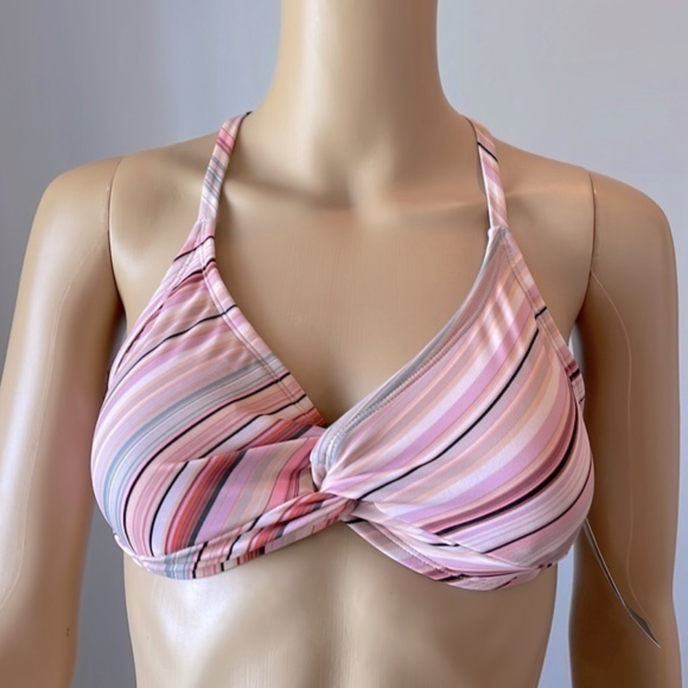 Aqua Couture Striped Multicolored Swimsuit‎ Bikini Top Bathing Suit  - Small